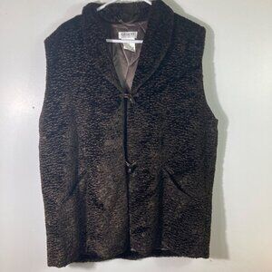 Womens Vintage Olsen Collection Faux Sherling Vest Toggle Button Brown‎ 10